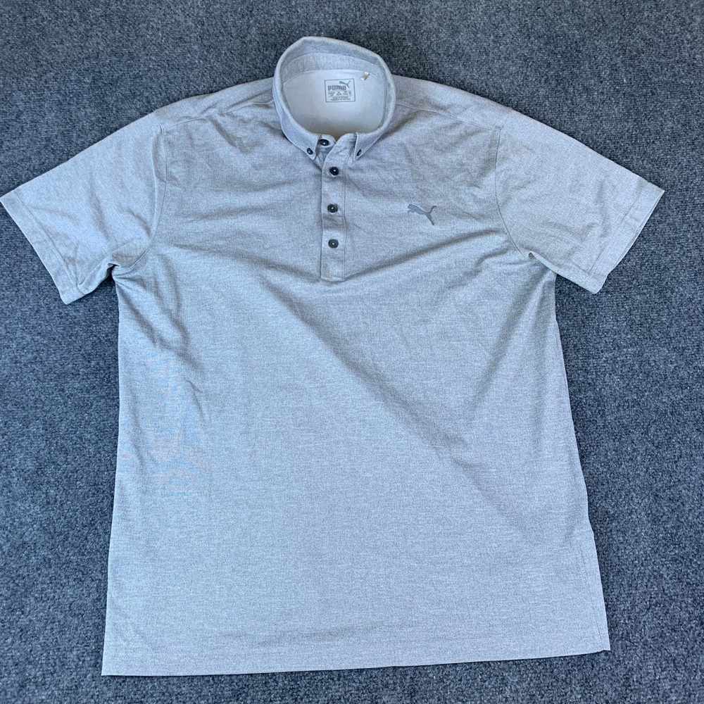 PUMA Golf Polo Shirt Mens Large Gray Good Short Sleeve Performance 514613-01-A